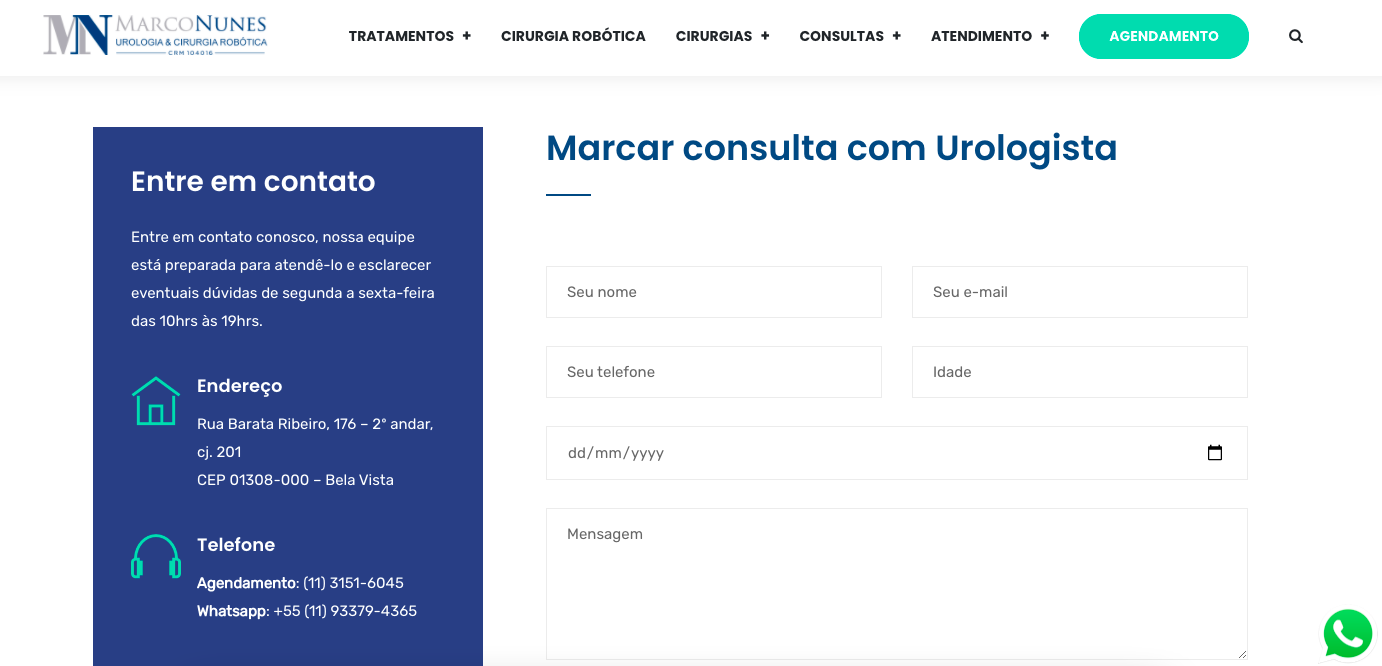 como inserir formulário para agendar consulta no site