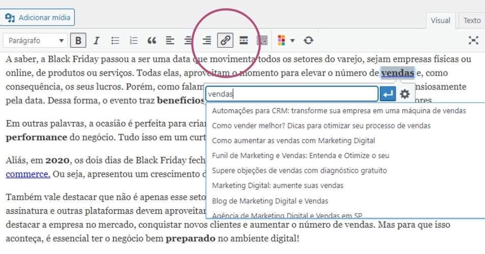 exemplos de links internos - yoast como usar