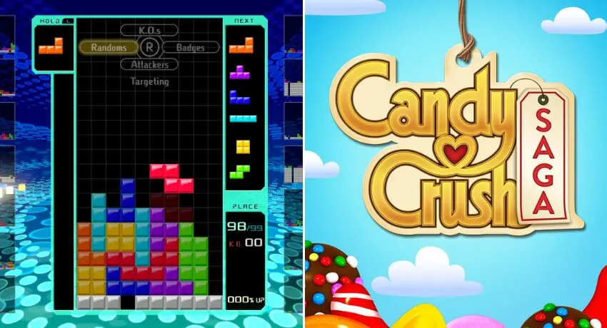 Exemplos de gamificação para redes sociais com candy crush e tetris