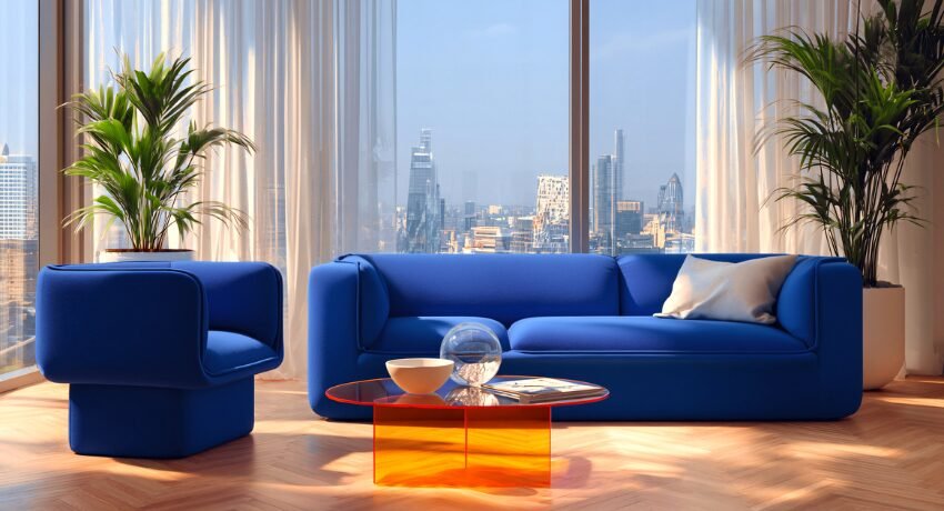 Interior de apartamento de alto padrão com design moderno e vista urbana, representando imóveis de luxo no Jardins.